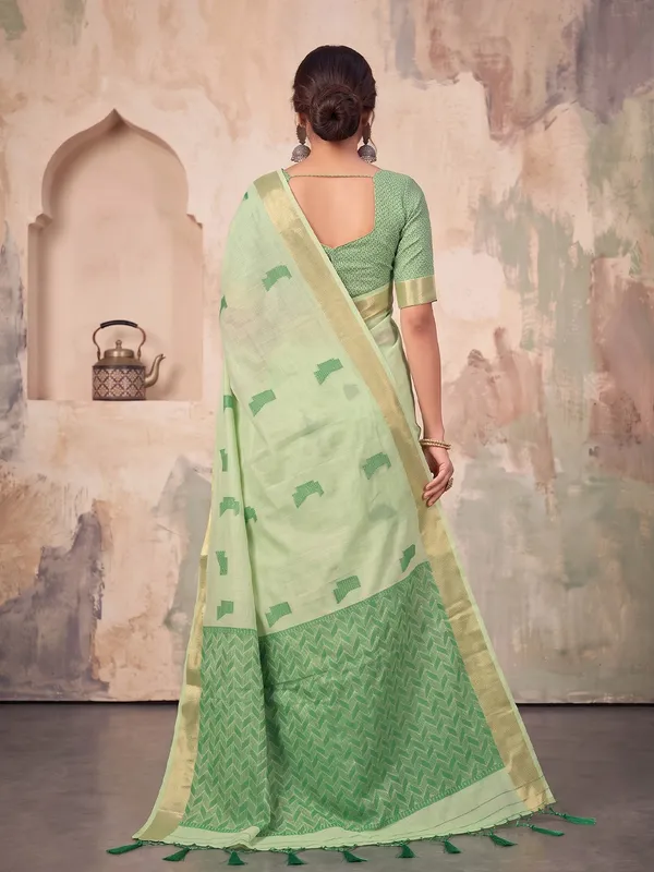 Mehendi_Green_Linen_Saree_For_Women