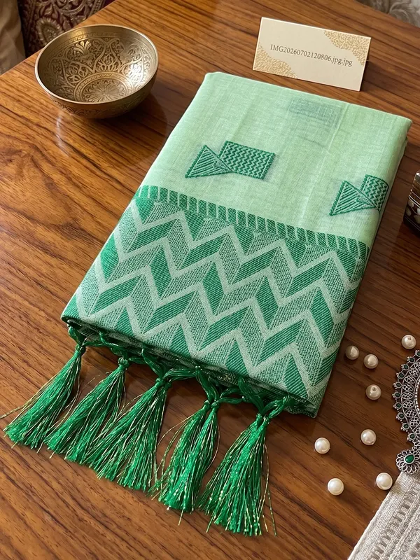 Mehendi_Green_Linen_Saree_For_Women