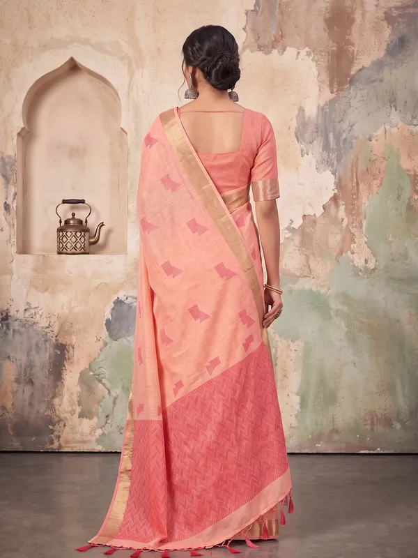 Rose_Pink_Linen_Saree_For_Women