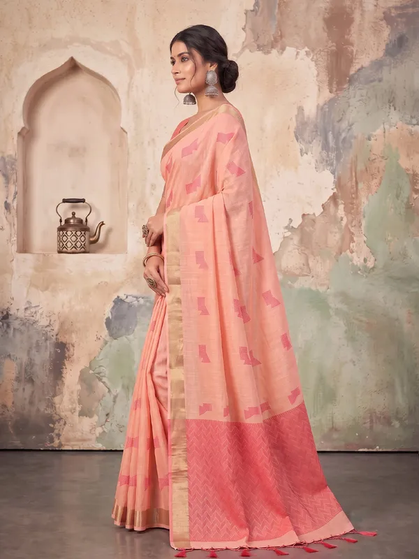 Rose_Pink_Linen_Saree_For_Women