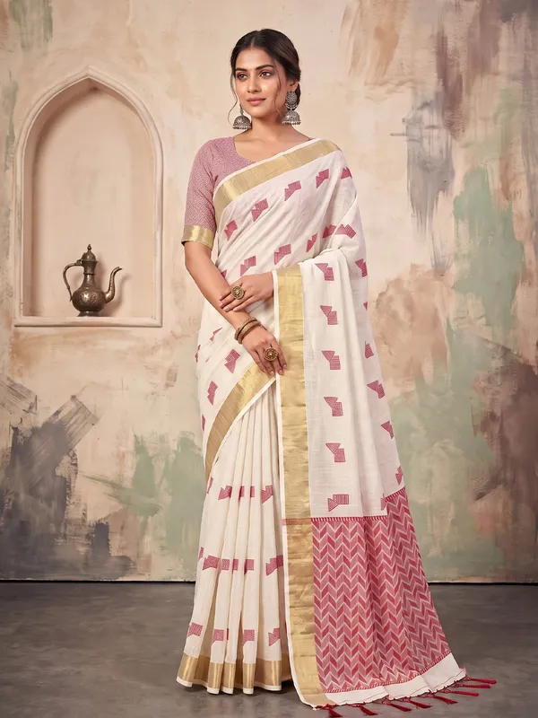 Off_White_Linen_Saree_For_Women