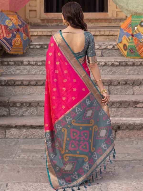 Rani_Pink_Grey_Soft_Silk_Saree_For_Women