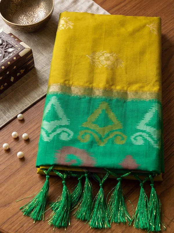 Mustard_Green_Soft_Silk_Woven_Saree_For_Women