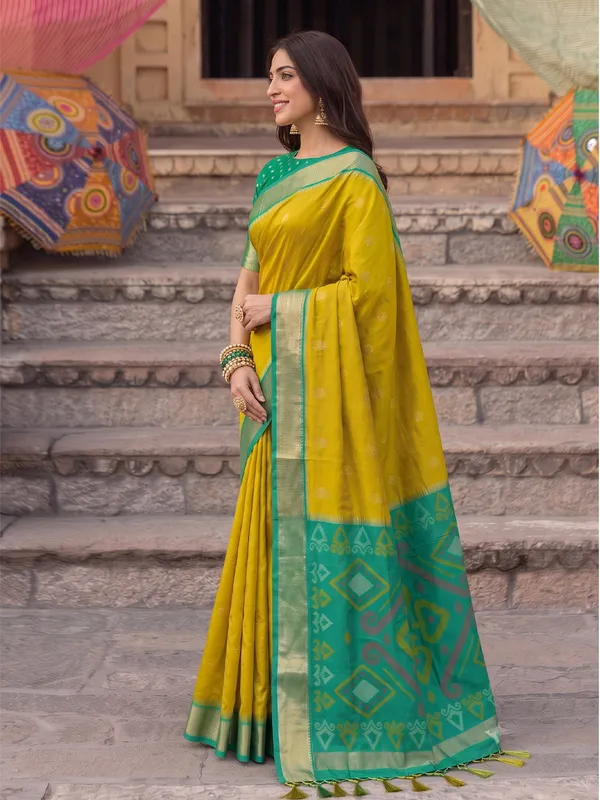 Mustard_Green_Soft_Silk_Woven_Saree_For_Women