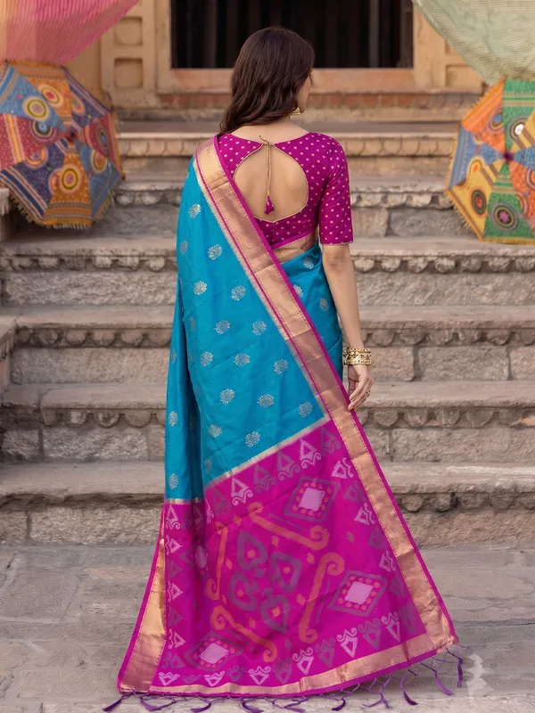 Sky_Blue_Rani_Pink_Soft_Silk_Saree_For_Women