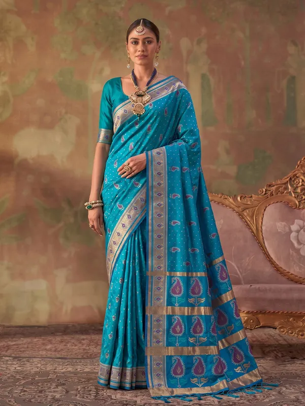 Sky_Blue_Soft_Silk_Saree_For_Women