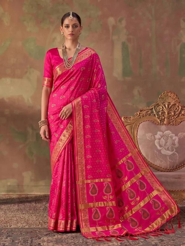Rani_Pink_Soft_Silk_Paisley_Woven_Saree_For_Women