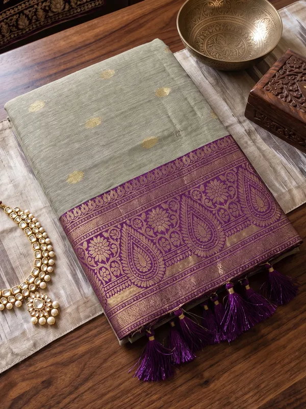 Beige_Purple_Premium_Cotton_Woven_Saree_For_Women