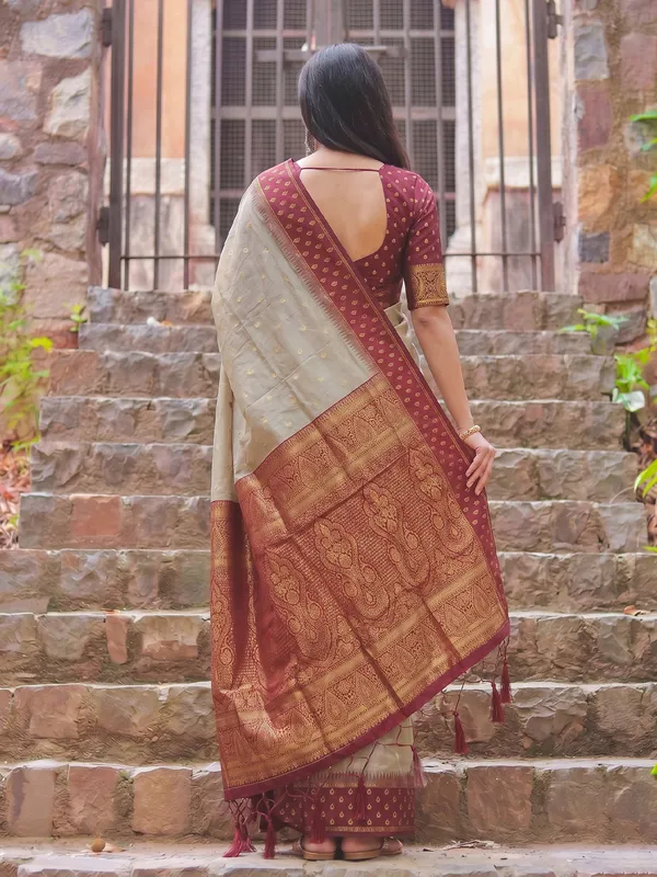 Beige_Maroon_Cotton_Saree_For_Women