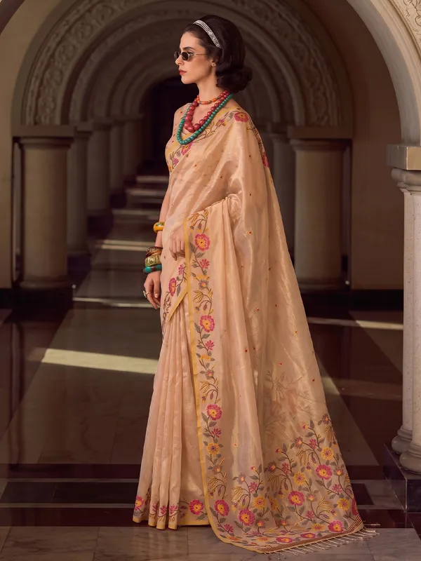 Beige_Tissue_Silk_Floral_Embroidered_Saree_For_Women
