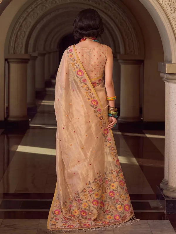 Beige_Tissue_Silk_Floral_Embroidered_Saree_For_Women