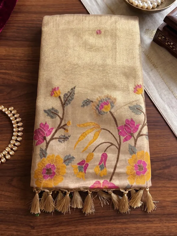 Gold_Tissue_Silk_Floral_Embroidered_Saree_For_Women