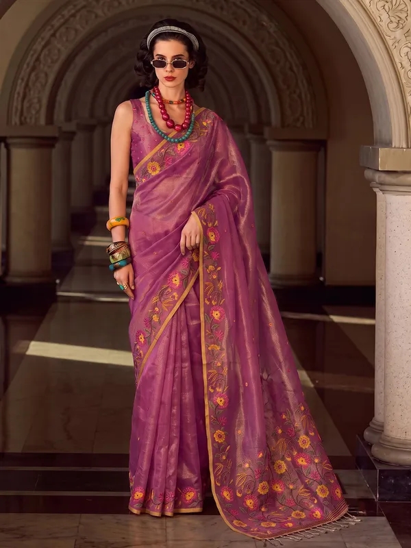 Purple_Tissue_Silk_Woven_Saree_For_Women
