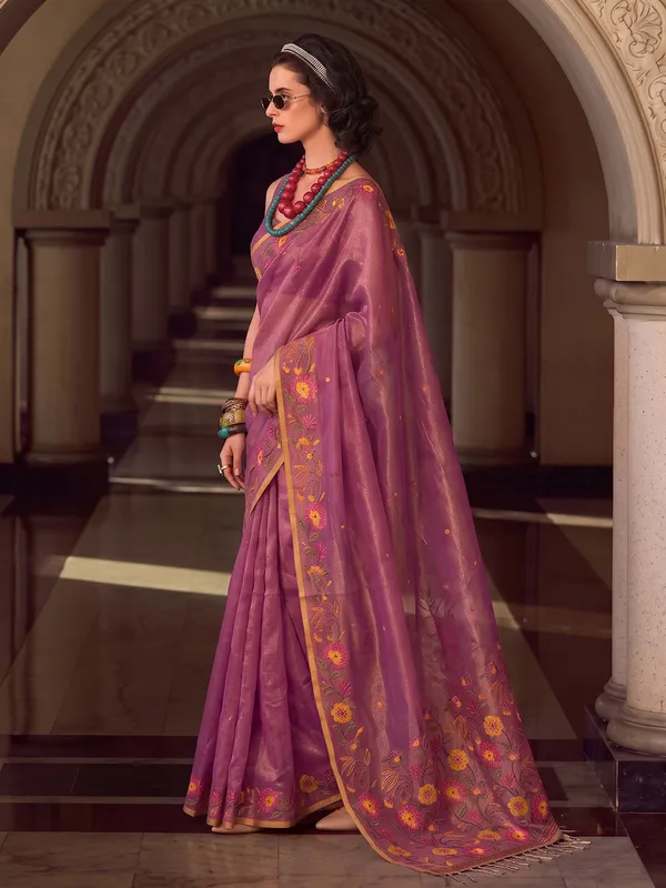 Purple_Tissue_Silk_Woven_Saree_For_Women