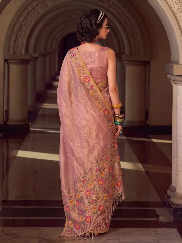 Rose_Pink_Tissue_Silk_Embroidered_Saree_For_Women