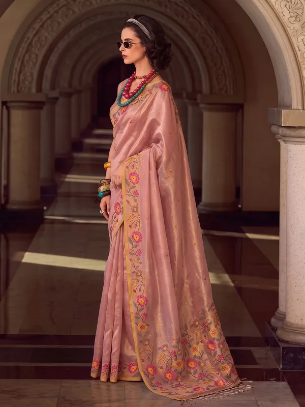 Rose_Pink_Tissue_Silk_Embroidered_Saree_For_Women