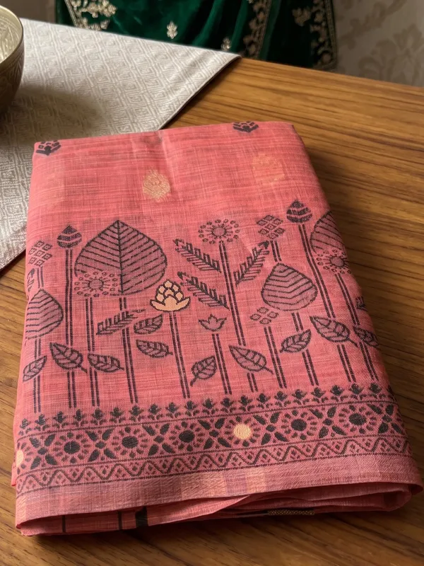 Rose_Pink_Cotton_Woven_Botanical_Border_Saree_For_Women