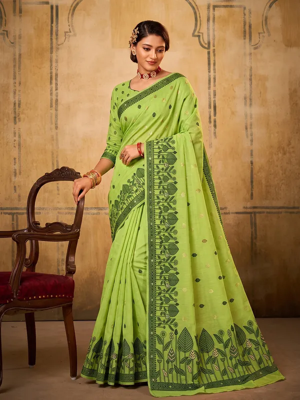 Light_Green_Cotton_Woven_Saree_For_Women