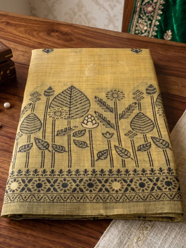 Mustard_Yellow_Cotton_Woven_Saree_For_Women