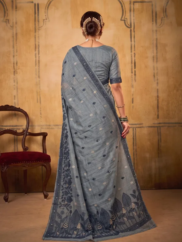 Steel_Blue_Soft_Cotton_Saree_For_Women