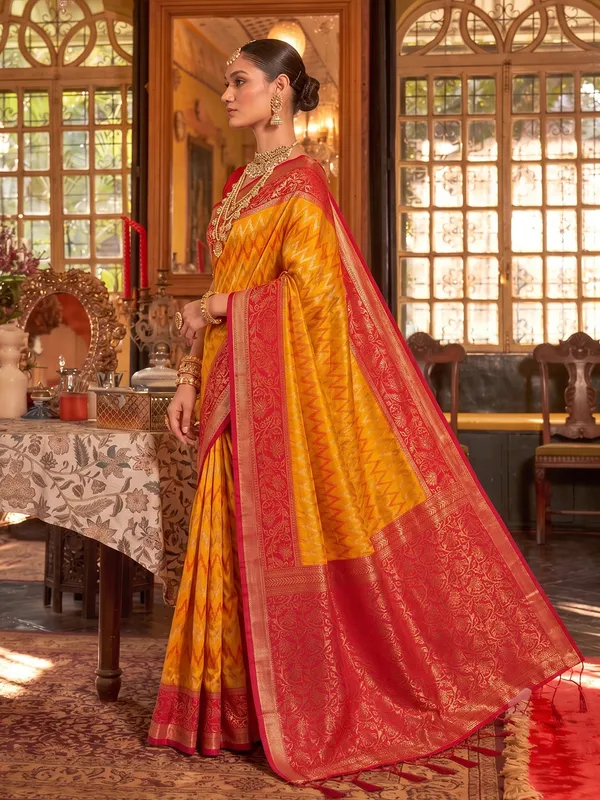 Mustard_Red_Banarasi_Silk_Saree_For_Women