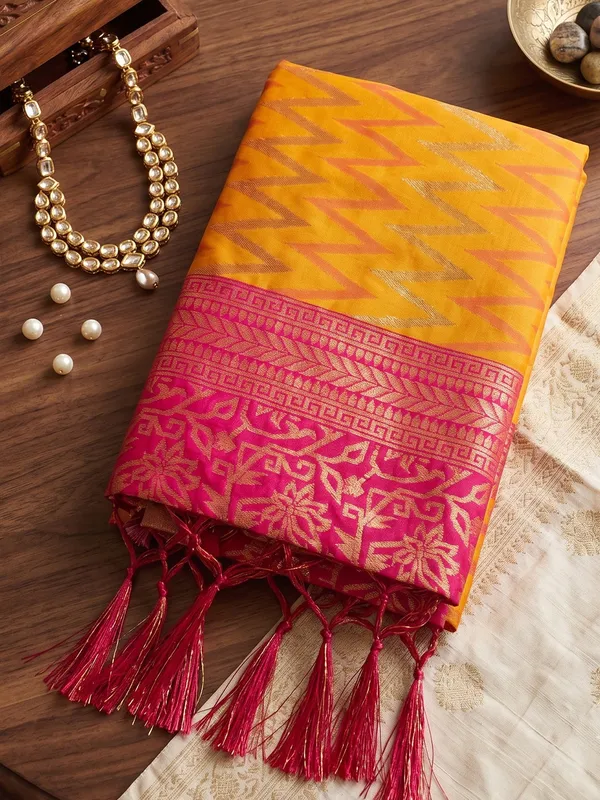 Mustard_Red_Banarasi_Silk_Saree_For_Women