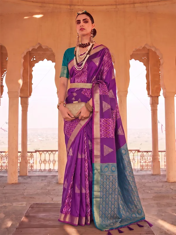 Purple_Soft_Silk_Teal_Border_Woven_Saree_For_Women