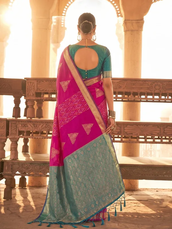 Rani_Pink_Soft_Silk_Zari_Border_Woven_Saree_For_Women