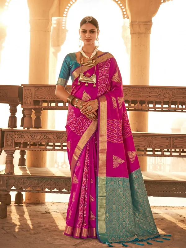 Rani_Pink_Soft_Silk_Zari_Border_Woven_Saree_For_Women