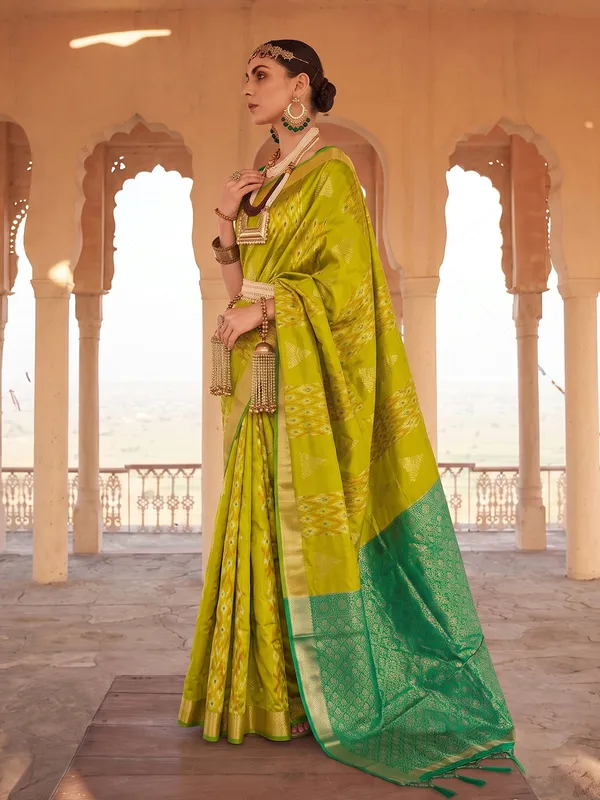 Mustard_Soft_Silk_Ikat_Woven_Saree_For_Women
