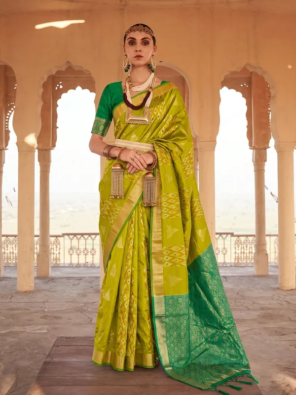 Mustard_Soft_Silk_Ikat_Woven_Saree_For_Women