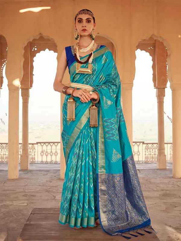Sky_Blue_Navy_Soft_Silk_Contrast_Border_Saree_For_Women