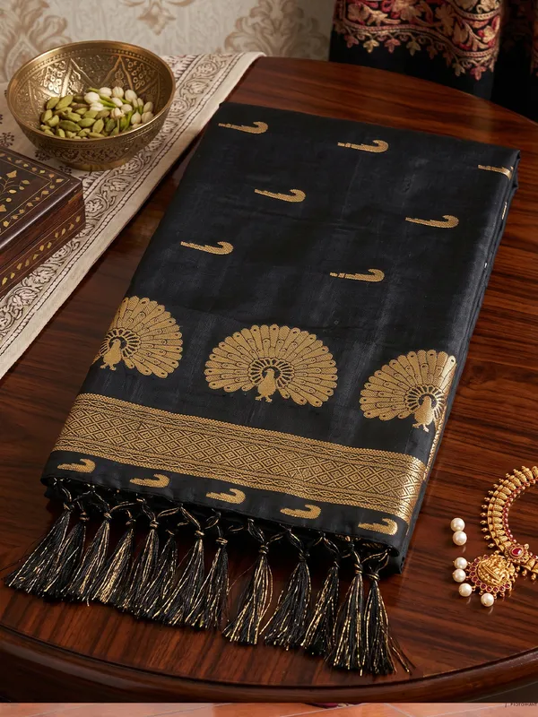 Black_Soft_Silk_Gold_Motif_Saree_For_Women