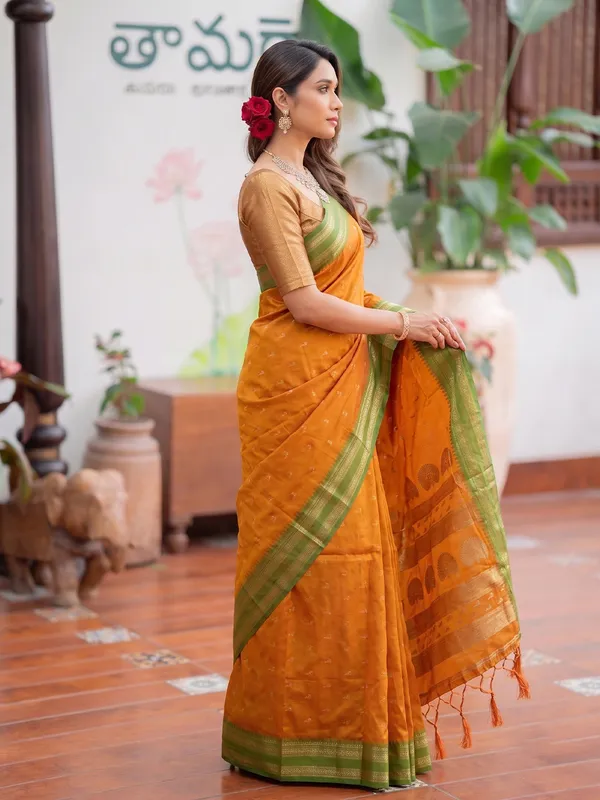 Mustard_Yellow_Soft_Silk_Woven_Saree_For_Women