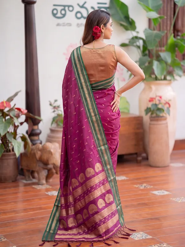 Rani_Pink_Soft_Silk_Gold_Motif_Festive_Saree_For_Women