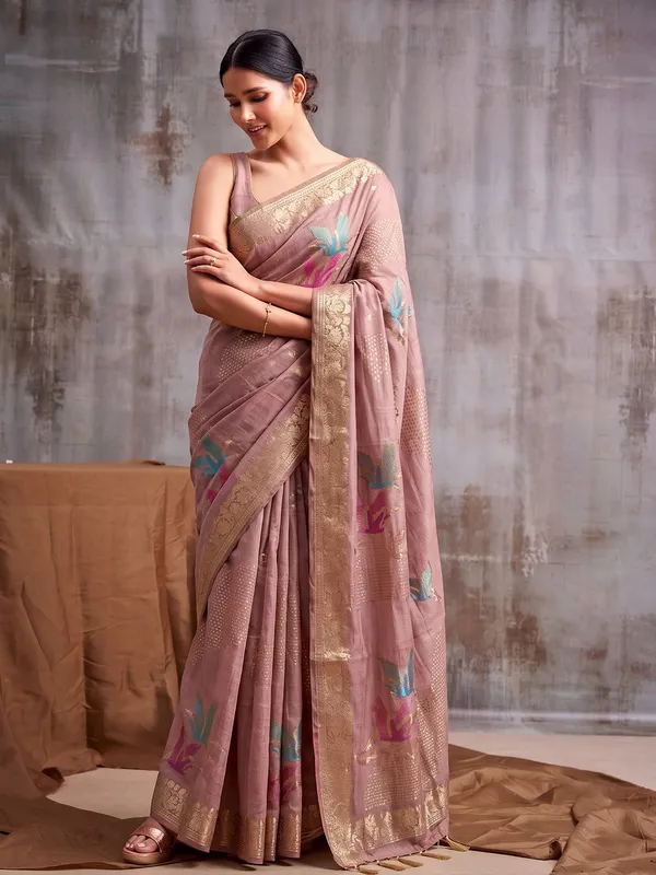 Rose_Pink_Cotton_Woven_Ethnic_Saree_For_Women