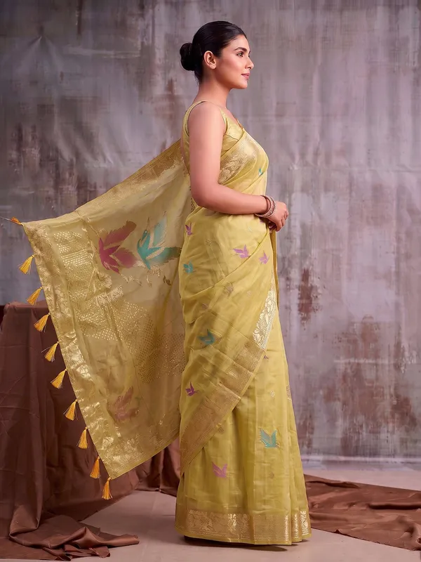 Mustard_Yellow_Cotton_Woven_Saree_For_Women