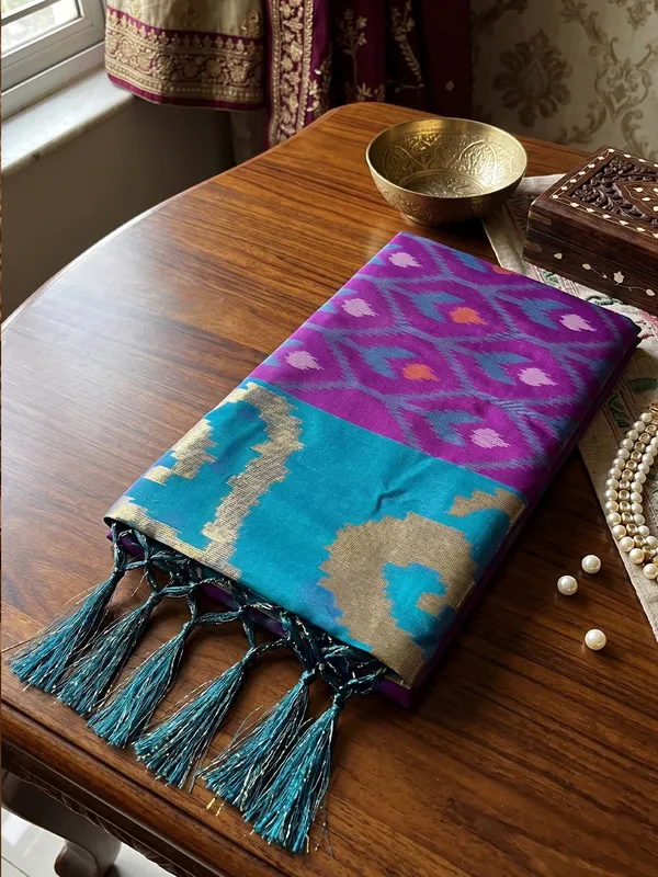 Purple_Pochampally_Silk_Ikat_Saree_For_Women