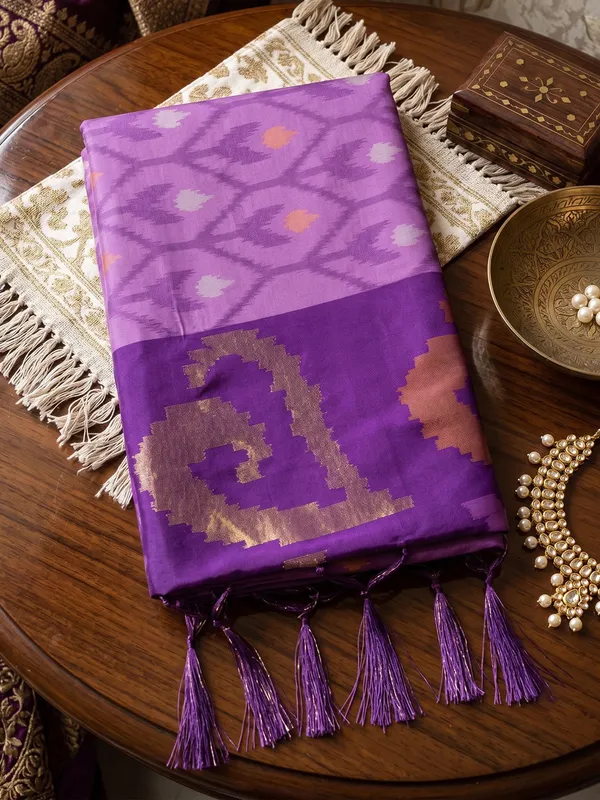 Purple_Pochampally_Silk_Ikat_Saree_For_Women