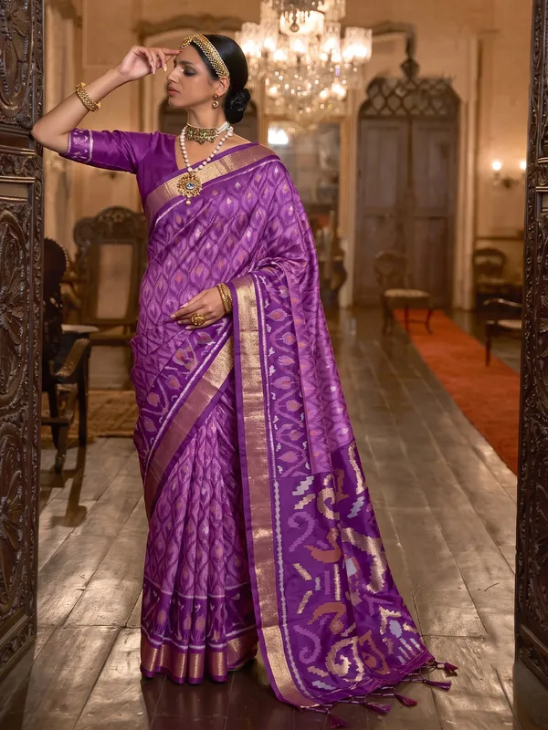 Purple_Pochampally_Silk_Ikat_Saree_For_Women
