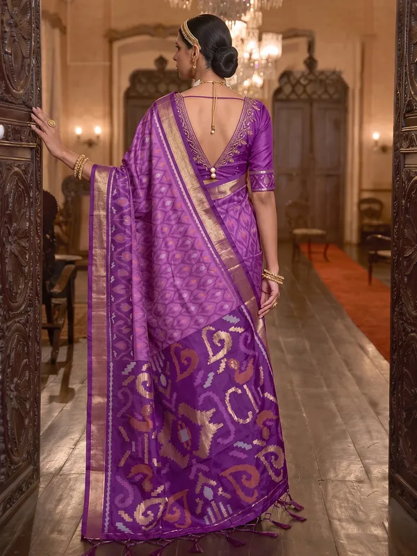 Purple_Pochampally_Silk_Ikat_Saree_For_Women
