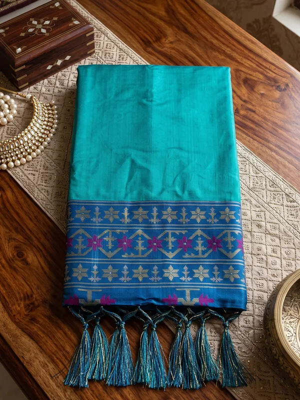Sky_Blue_Soft_Silk_Zari_Border_Woven_Saree_For_Women