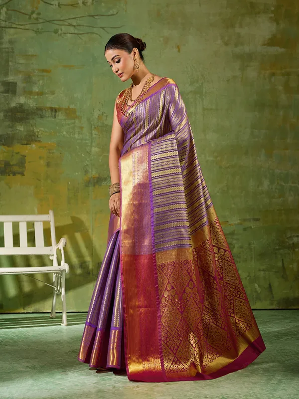 Purple_Kanjivaram_Silk_Striped_Saree_For_Women