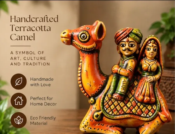 Terracotta_Rajasthani_Hand-Painted_Camel_With_Couple_Figurine