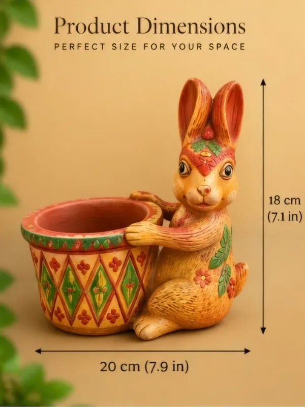 Terracotta_Handpainted_Floral_Rabbit_Planter_Pot