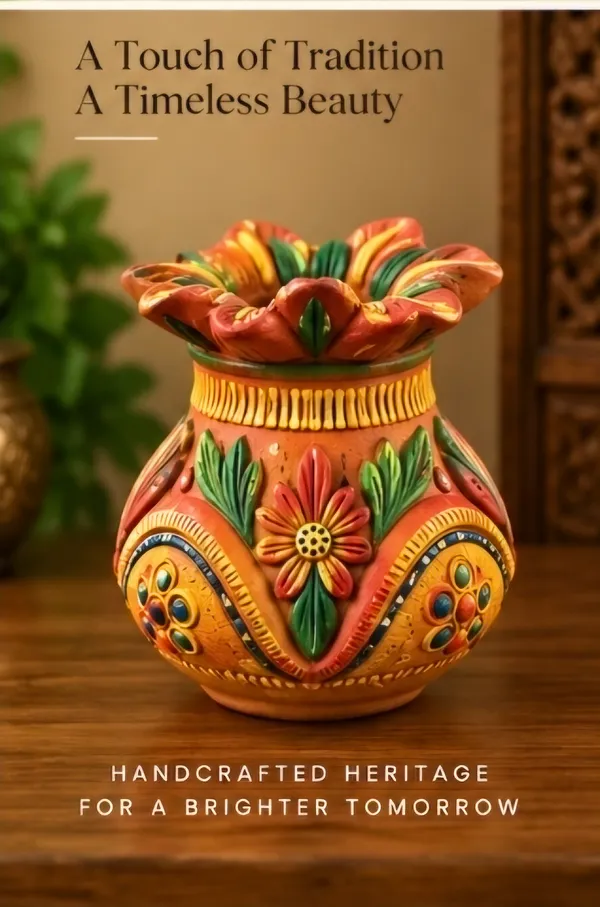 Terracotta_Traditional_Floral_Embossed_Flower_Vase