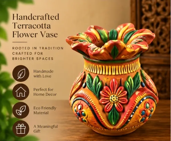 Terracotta_Traditional_Floral_Embossed_Flower_Vase