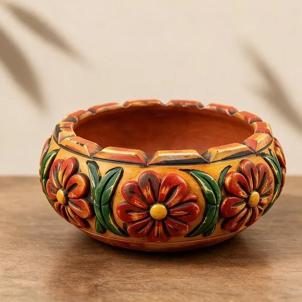 Terracotta_Traditional_Floral_Hand-Painted_Decorative_Bowl