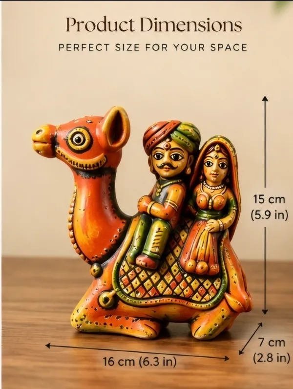 Terracotta_Rajasthani_Hand-Painted_Camel_With_Couple_Figurine