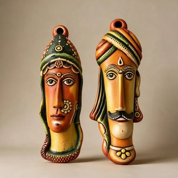 Wood_Traditional_Hand-Painted_Rajasthani_Couple_Wall_Masks